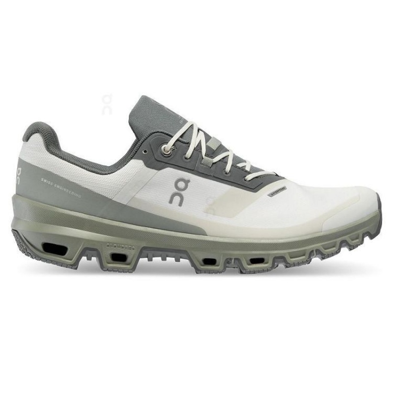 White / Olive On Cloud Cloudventure Waterproof Men\'s Hiking Shoes | On_IN8021