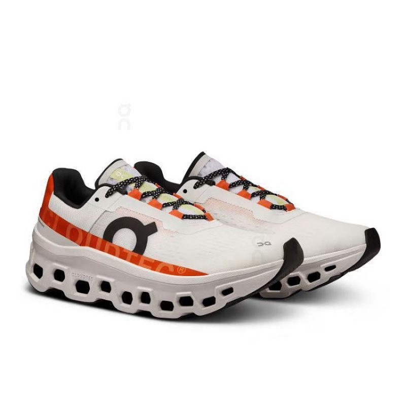 White / Orange On Cloud Cloudmonster Women's Running Shoes | On_IN9022