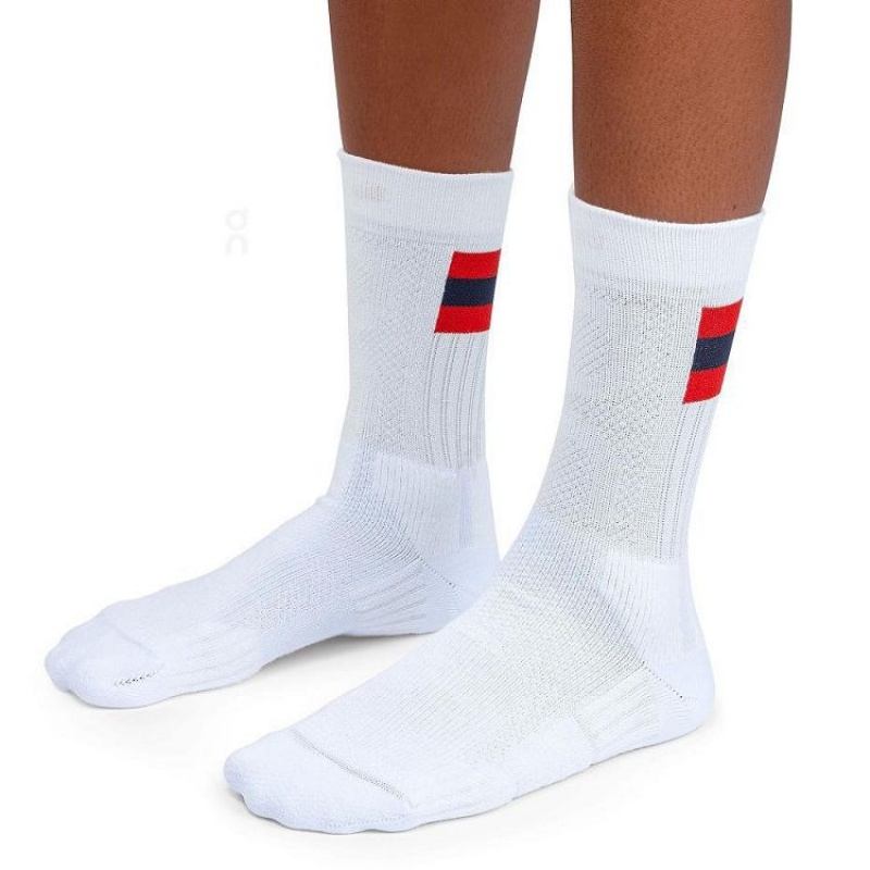 White / Red On Cloud Tennis Men's Socks | On_IN8552