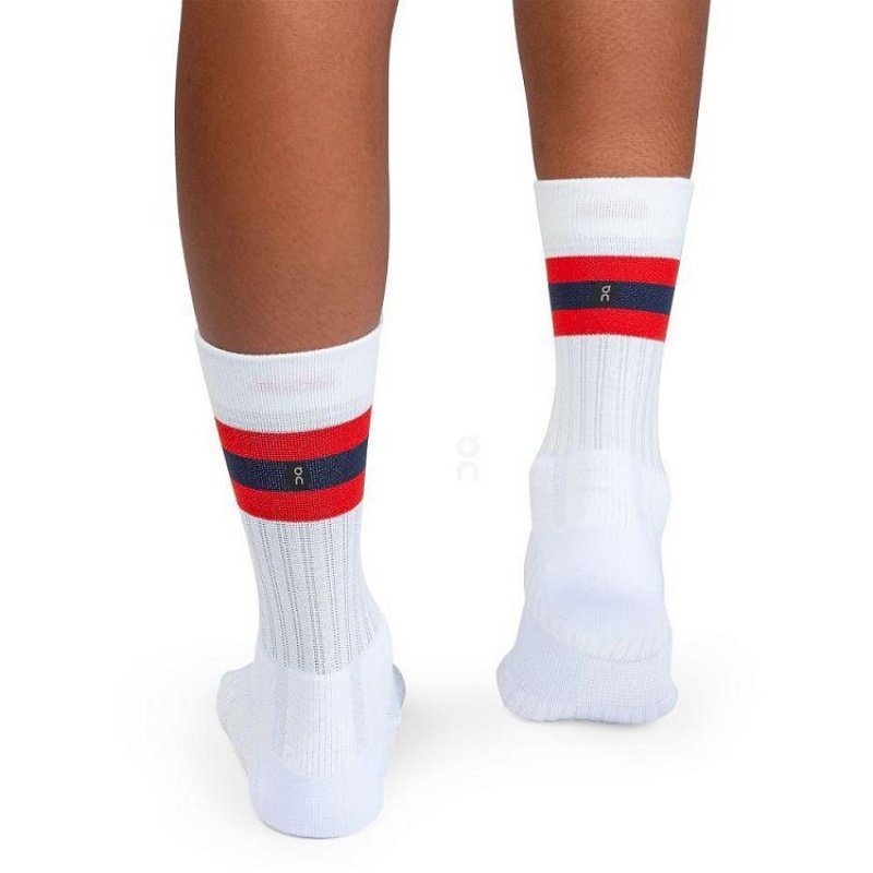 White / Red On Cloud Tennis Men's Socks | On_IN8552