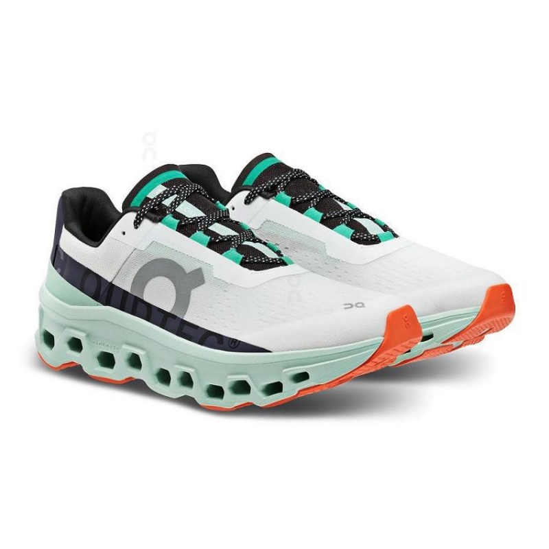 White / Turquoise On Cloud Cloudmonster Men's Running Shoes | On_IN8832