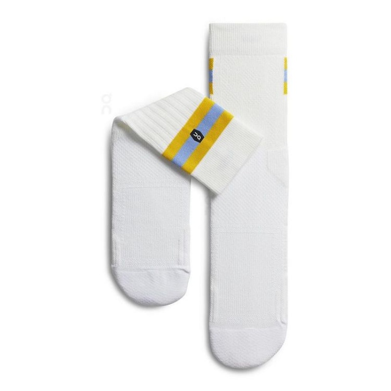 White / Yellow On Cloud Tennis Men's Socks | On_IN9024