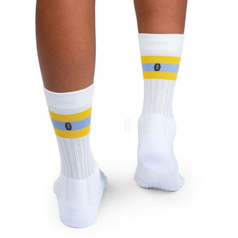 White / Yellow On Cloud Tennis Men's Socks | On_IN9024