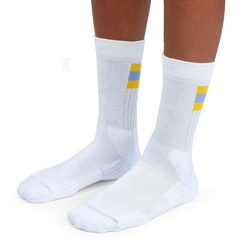 White / Yellow On Cloud Tennis Men's Socks | On_IN9024
